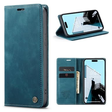 CASEME Retro Lompakkokotelo iPhone 15 Pro Max - Sininen