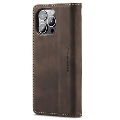 CASEME Retro lompakkokotelo iPhone 15 Prolle - Kahvi