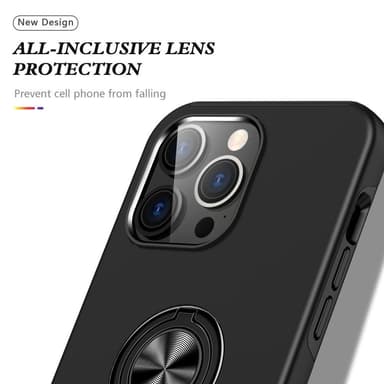 iPhone 15 Pro Max Sormirengas Kickstand Hybridikotelo - Musta