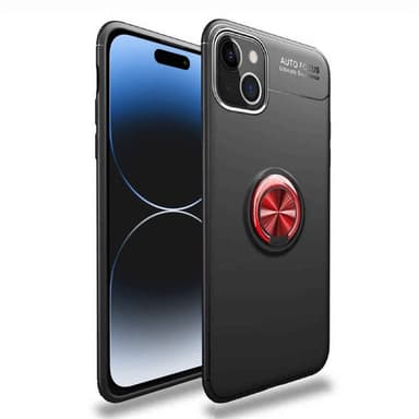 Slim Ring kuori Apple iPhone 15 Plus - Musta/punainen