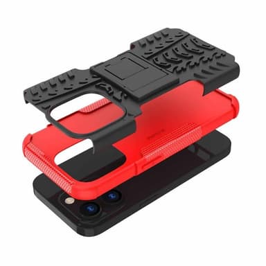 Iskunkestävä kuori jalustalla Apple iPhone 15 Pro Max - Punainen