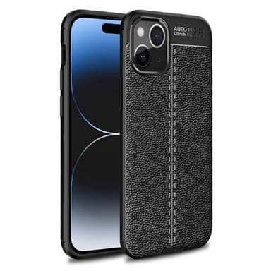 Nahkakuvioitu TPU kuori Apple iPhone 15 - Musta