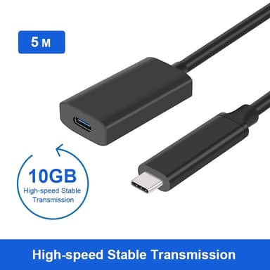 NÖRDIC aktiivinen 5m USB-C 3.2 Gen 2 SuperSpeed ​​10Gbps Jatkokaapeli uros-naaras