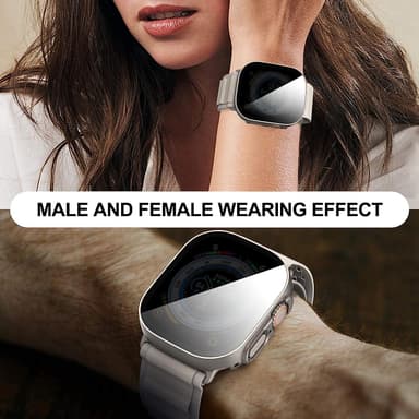 INF Yksityinen suojakotelo karkaistun lasin näytönsuojalla Apple Watch 9:lle Hopea 49 mm