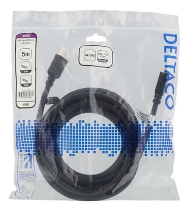 High-Speed HDMI-kaapeli, 5m, Ethernet, 4K UHD, musta