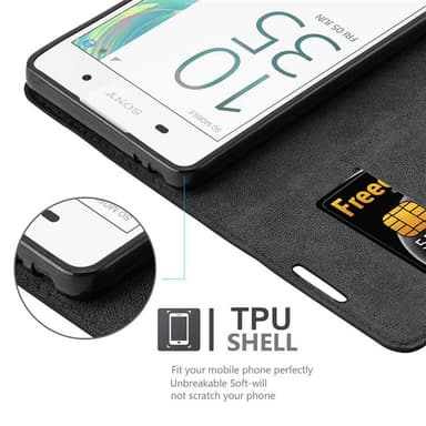Sony Xperia E5 Suojakuori Lompakkokotelo (Musta)