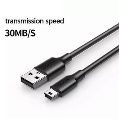 1m USB-A-uros-5-nastainen mini-USB-uros-tiedonsiirtolataus