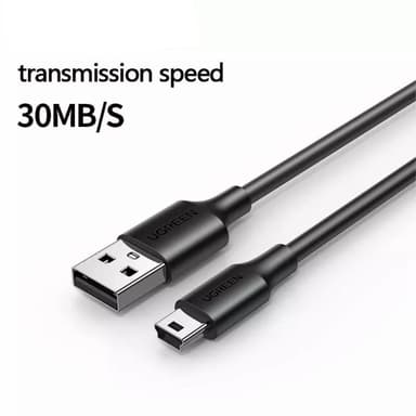 0,5 m USB-A uros-5-nastainen mini-USB-uros-tiedonsiirtolataus