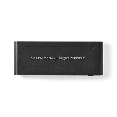 Nedis HDMI ™ Kytkin | 5-Porttinen port(s) | 5x HDMI™ tuloliitäntä | 1x HDMI™ lähtö | 4K@60Hz | 18 Gbps | Kauko-ohjattu | Metalli | Antrasiitti