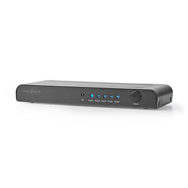 Nedis HDMI ™ Kytkin | 5-Porttinen port(s) | 5x HDMI™ tuloliitäntä | 1x HDMI™ lähtö | 4K@60Hz | 18 Gbps | Kauko-ohjattu | Metalli | Antrasiitti