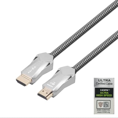 NÖRDIC-SERTIFIOIDUT KAAPELIT 3 m Ultra High Speed ​​HDMI 2.1 8K 60Hz 4K 120Hz 48Gbps Dynamic HDR eARC VRR Nylon punottu kaapeli kullattu
