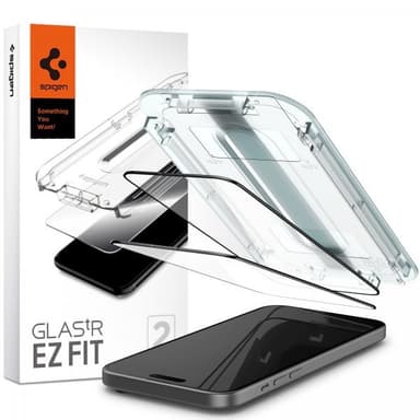 Spigen iPhone 15 Plus Näytönsuoja GLAS.tR EZ Fit FC Svart 2-pakkaus