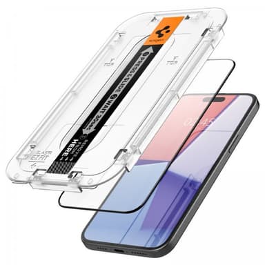 Spigen iPhone 15 Plus Näytönsuoja GLAS.tR EZ Fit FC Svart 2-pakkaus