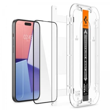 Spigen iPhone 15 Plus Näytönsuoja GLAS.tR EZ Fit FC Svart 2-pakkaus