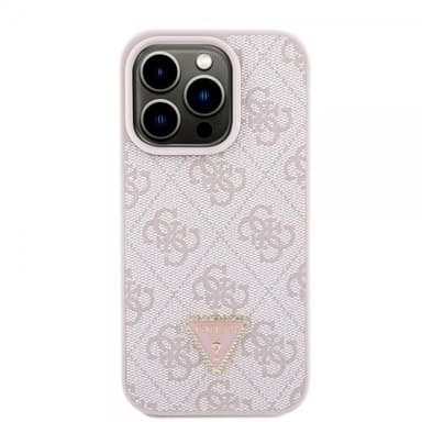Guess iPhone 15 Pro Kuori Metal Logo Strass Crossbody Strap Vaaleanpunainen