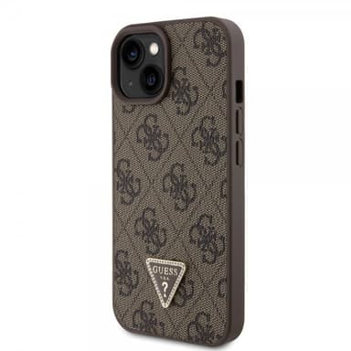 Guess iPhone 15 Kuori Metal Logo Strass Crossbody Strap Ruskea