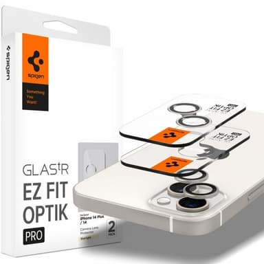 Spigen iPhone 14/iPhone 14 Plus Kameran linssinsuojus GLAS.tR EZ Fit Optik Pro Starlight 2-pakkaus