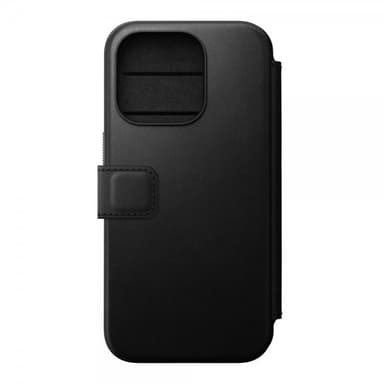 NOMAD iPhone 15 Pro Kotelo Modern Leather Folio Musta