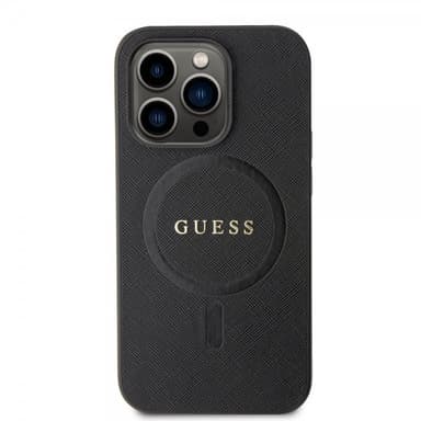 Guess iPhone 15 Pro Kuori Saffiano MagSafe Musta
