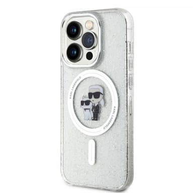 Karl Lagerfeld iPhone 15 Pro Kuori Karl & Choupette Glitter MagSafe Läpinäkyvä