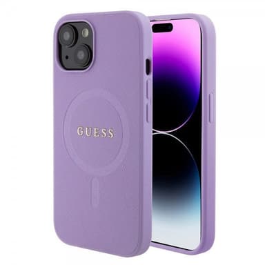 Guess iPhone 15 Kuori Saffiano MagSafe Violetti