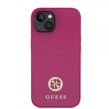 Guess iPhone 15 Kuori Metal Logo Strass Metallic Vaaleanpunainen