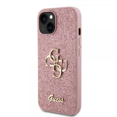 Guess iPhone 15 Kuori Fixed Glitter Vaaleanpunainen
