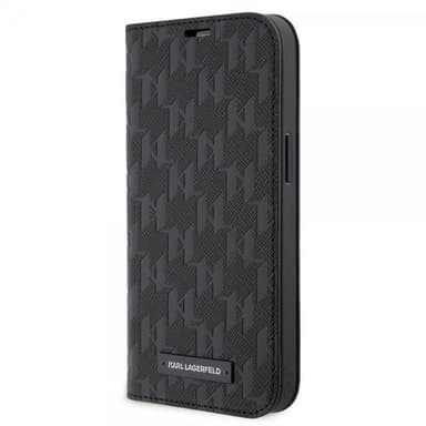 Karl Lagerfeld iPhone 14 Pro Kotelo Saffiano Monogram Musta