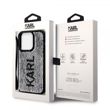 Karl Lagerfeld iPhone 15 Pro Kuori Sequin Musta