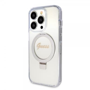 Guess iPhone 15 Pro Kuori Ring Stand Glitter MagSafe Läpinäkyvä
