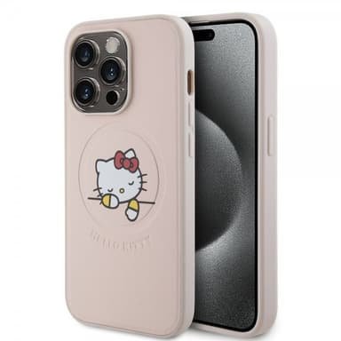 Hello Kitty iPhone 15 Pro Kuori Debossed Logo MagSafe Vaaleanpunainen