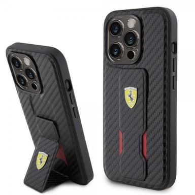 Ferrari iPhone 15 Pro Kuori Grip Stand Function Musta