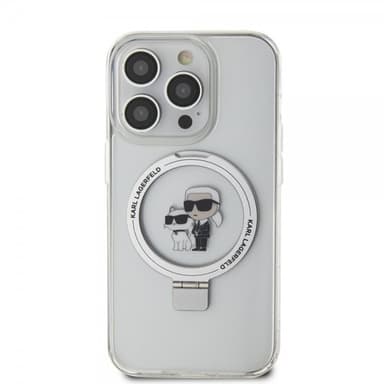 Karl Lagerfeld iPhone 15 Pro Max Kuori Ring Stand MagSafe Valkoinen
