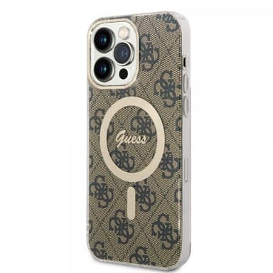 Guess iPhone 14 Pro Max Kuori 4G Pattern MagSafe Ruskea