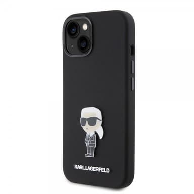 Karl Lagerfeld iPhone 15 Kuori Ikonik Metal Pin Musta