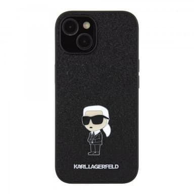 Karl Lagerfeld iPhone 15 Kuori Fixed Glitter Musta
