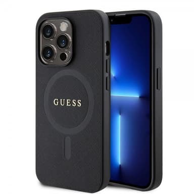 Guess iPhone 15 Pro Kuori Saffiano MagSafe Musta