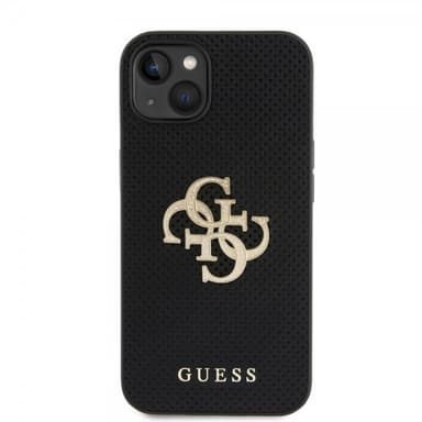 Guess iPhone 15 Kuori Perforated Glitter Musta