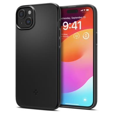 Spigen iPhone 15 Kuori Thin Fit Musta