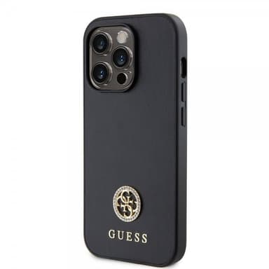 Guess iPhone 15 Pro Kuori Metal Logo Strass Musta