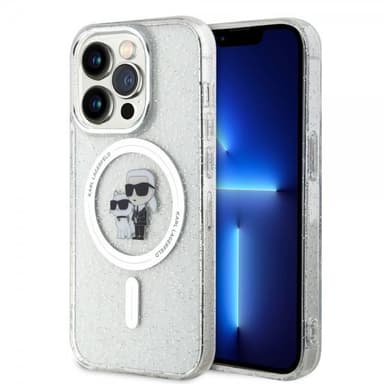 Karl Lagerfeld iPhone 15 Pro Kuori Karl & Choupette Glitter MagSafe Läpinäkyvä