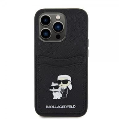 Karl Lagerfeld iPhone 15 Pro Kuori Saffiano Double Cardslot Musta