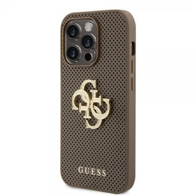 Guess iPhone 15 Pro Kuori Perforated Glitter Ruskea