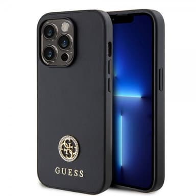 Guess iPhone 15 Pro Max Kuori Metal Logo Strass Musta