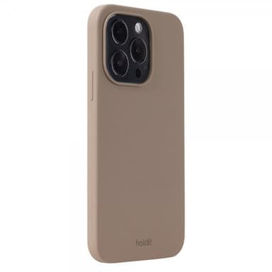 Holdit Silicone iPhone 15 Pro suojakuori (mokkaruskea)