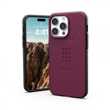 Urban Armor Gear (UAG) iPhone 15 Pro Max Kuori Civilian MagSafe Bordeaux