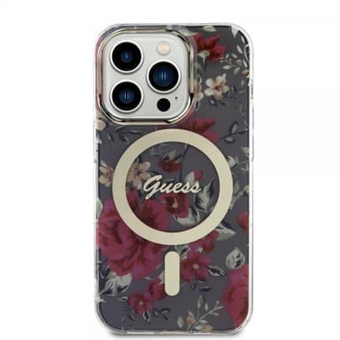 Guess iPhone 14 Pro Kuori Flower MagSafe Kaki