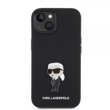 Karl Lagerfeld iPhone 15 Kuori Ikonik Metal Pin Musta