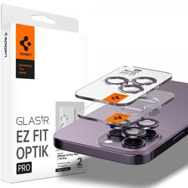 Spigen iPhone 14 Pro/iPhone 14 Pro Max Kameran linssinsuojus GLAS.tR EZ Fit Optik Pro Deep Purple 2-pakkaus