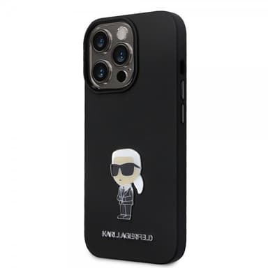 Karl Lagerfeld iPhone 15 Pro Kuori Ikonik Metal Pin Musta